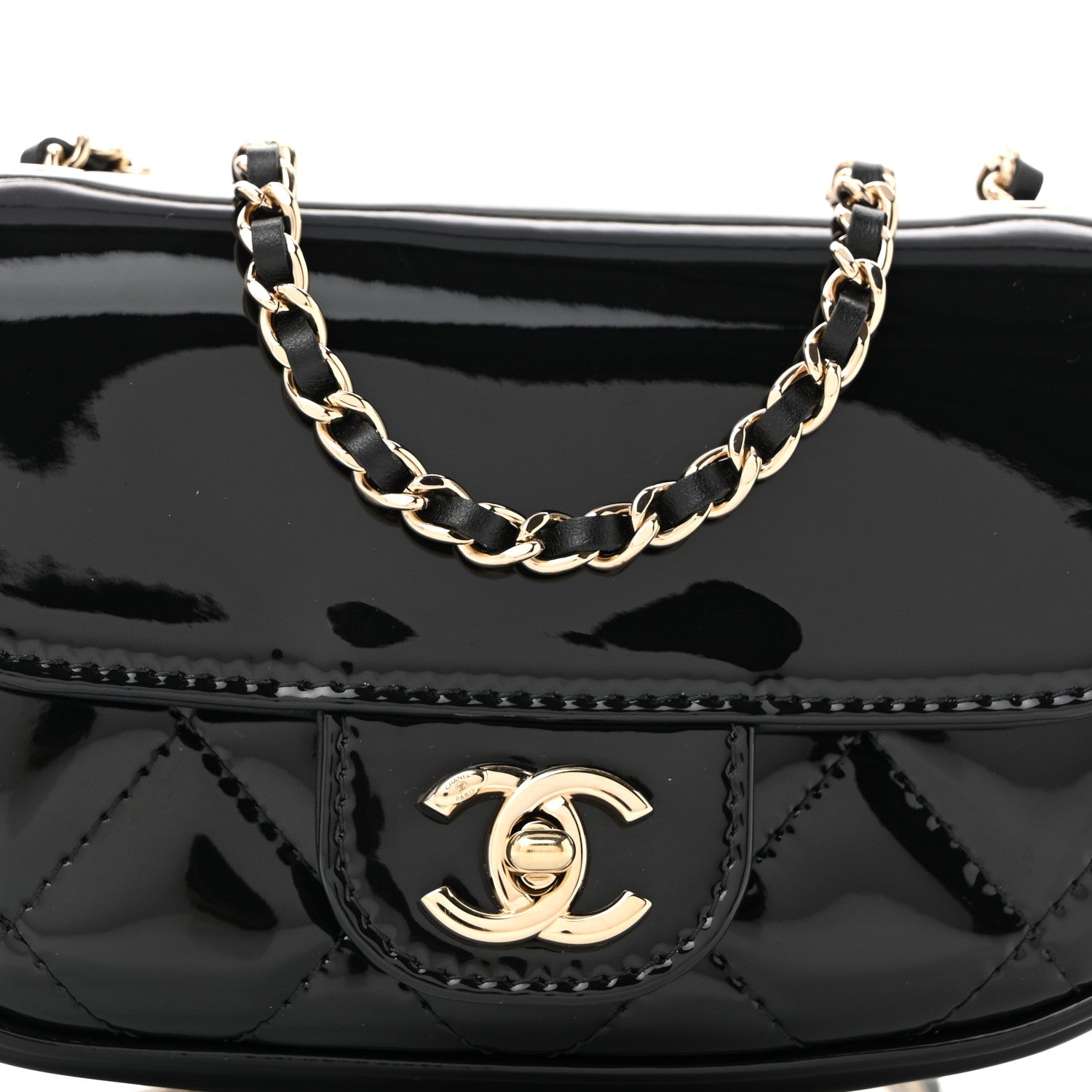 Chanel Patent Calfskin Quilted Mini Clutch Black 8 of 10