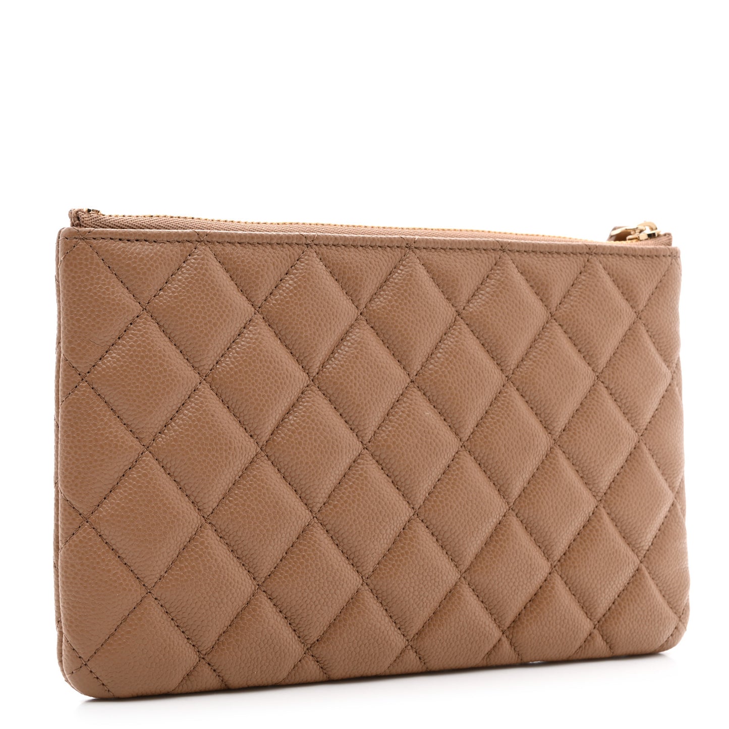 Caviar Quilted Cosmetic Case Dark Beige