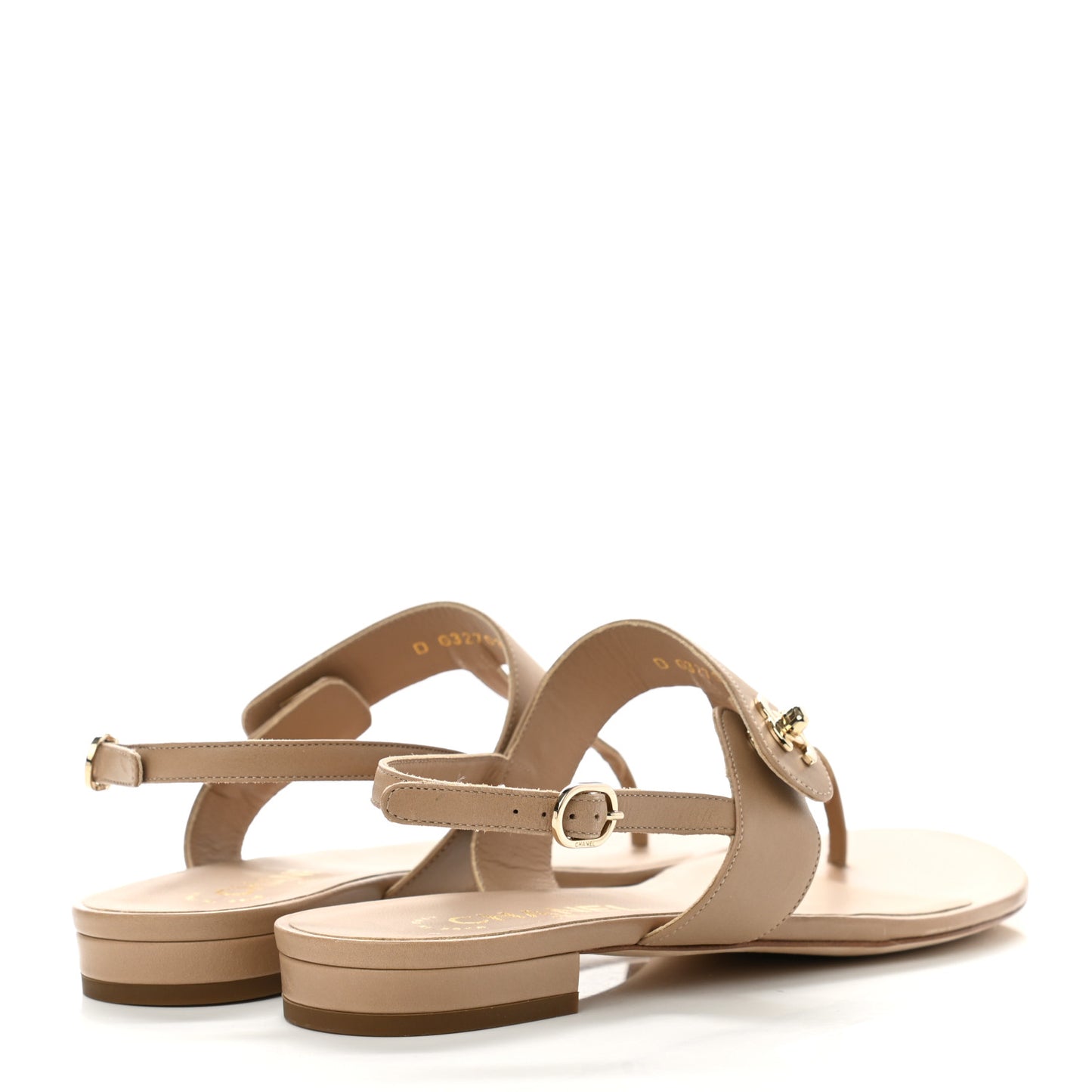 Lambskin CC Thong Sandals 38.5 Beige