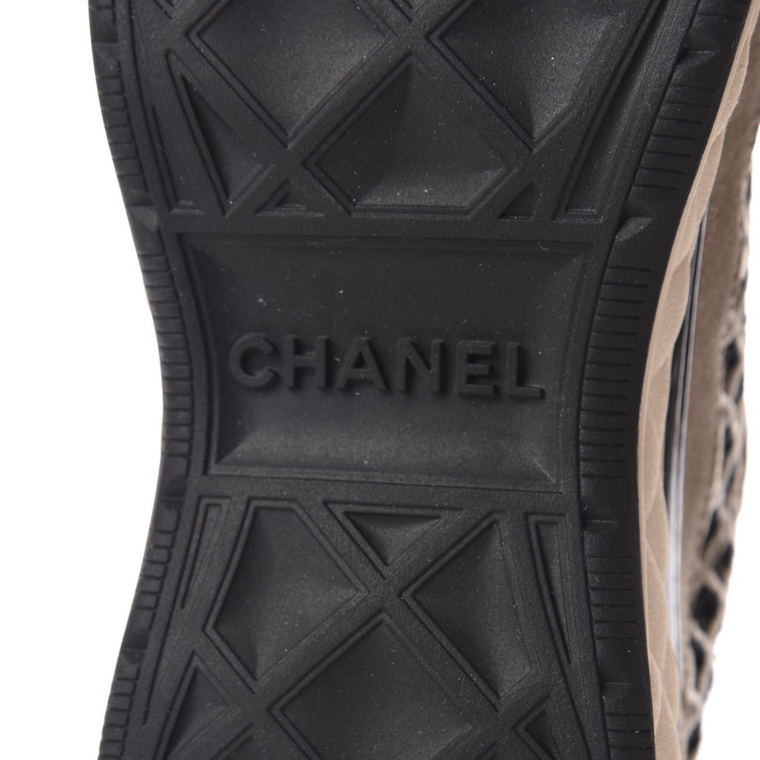 Chanel Suede Calfskin Embroidered CC Sneakers 39 Beige Black 7 of 8