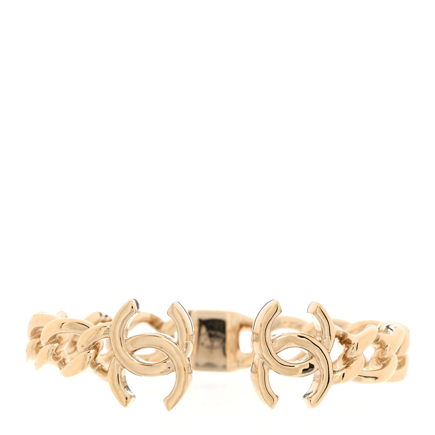 Metal CC Chain Link Cuff Bracelet Gold