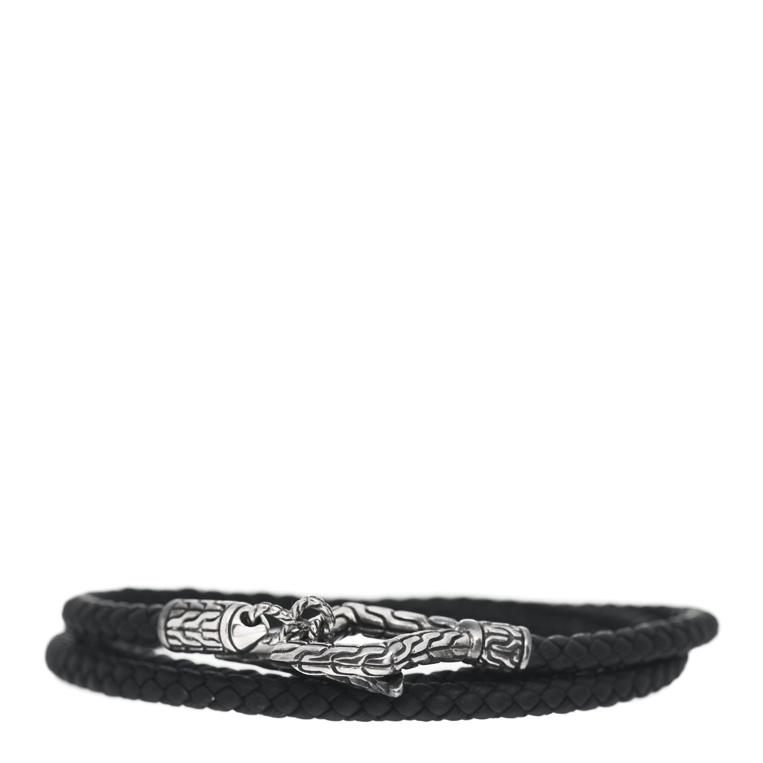 John Hardy Sterling Silver Leather Legends Naga Triple Wrap Bracelet 1 of 4
