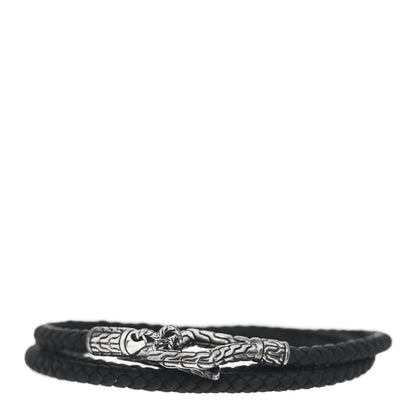 John Hardy Sterling Silver Leather Legends Naga Triple Wrap Bracelet 1 of 4