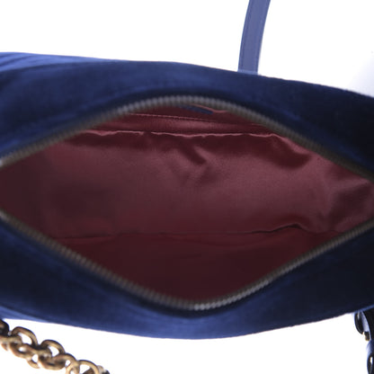 Gucci Velvet Matelasse Small GG Marmont Chain Shoulder Bag Cobalt 6 of 9