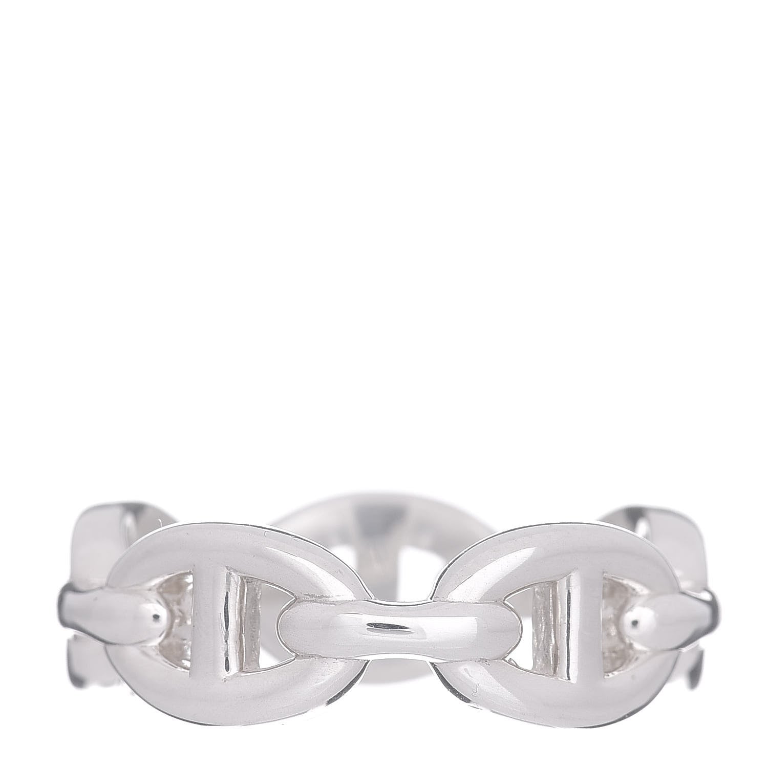 Hermes Sterling Silver PM Chaine d'Ancre Enchainee Band Ring 54 6.75 3 of 6