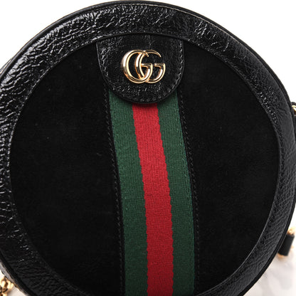 Gucci Suede Patent Web Mini Ophidia Round Shoulder Bag Black 12 of 16