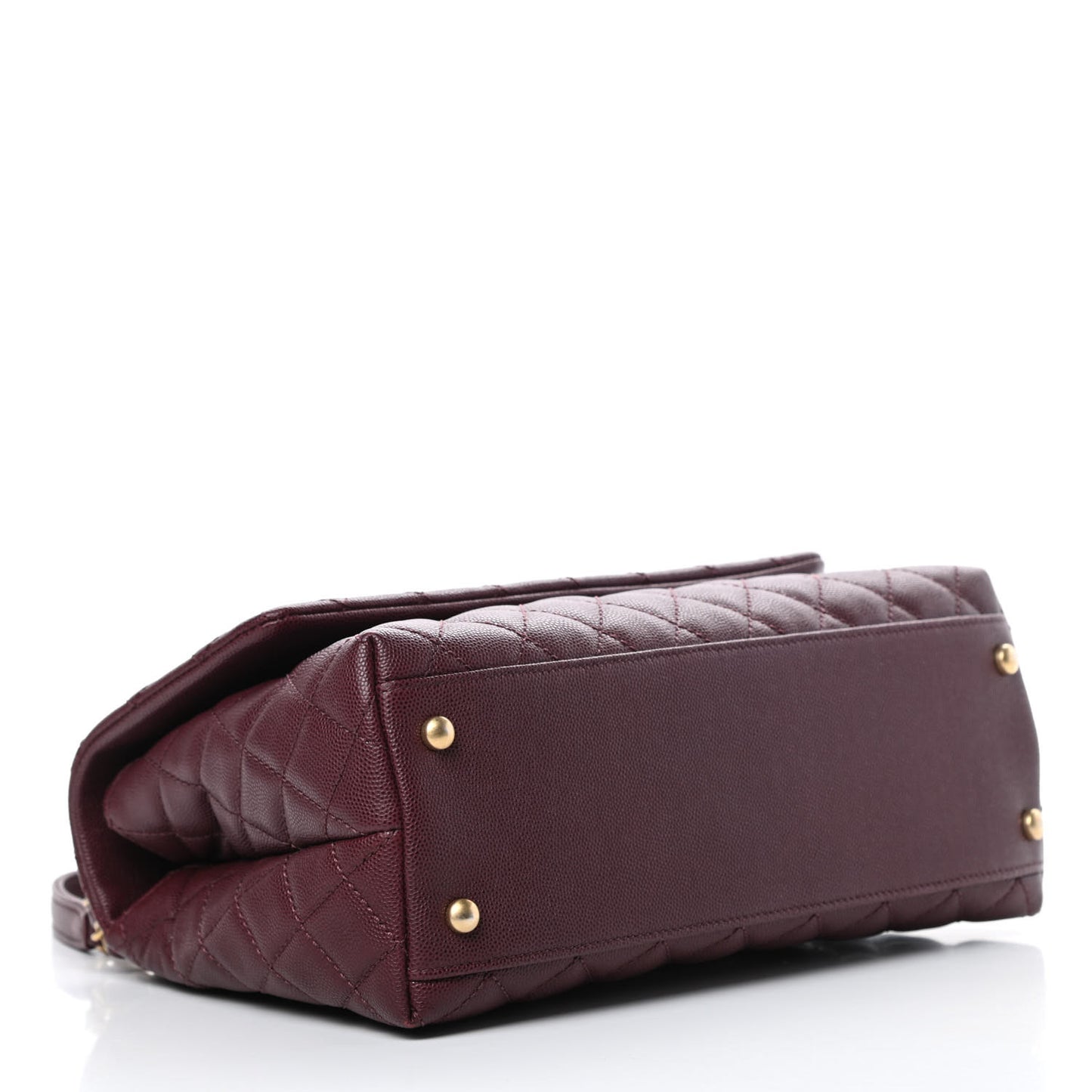 Caviar Lizard Embossed Quilted Small Coco Handle Flap Burgundy