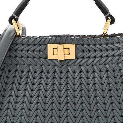 Fendi Vitello King Shiny Nappa Intreccio Petite Peekaboo I SEE U Satchel  Tempesta 7 of 9