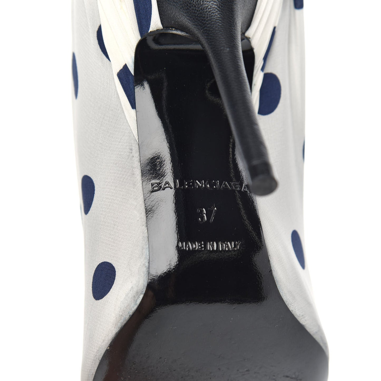 Satin Polka Dot Knife Pointed Pumps 37 White Navy