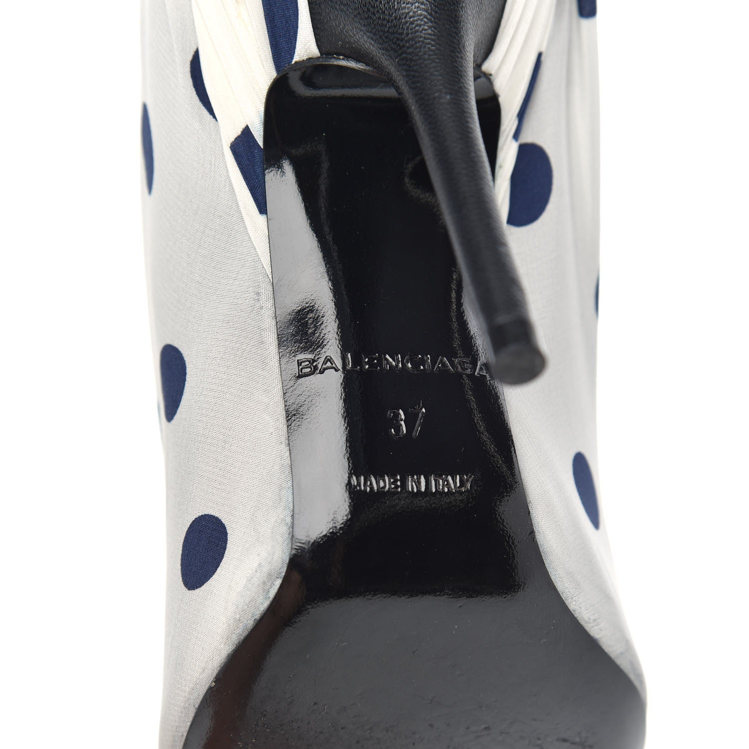 Balenciaga Satin Polka Dot Knife Pointed Pumps 37 White Navy 7 of 9