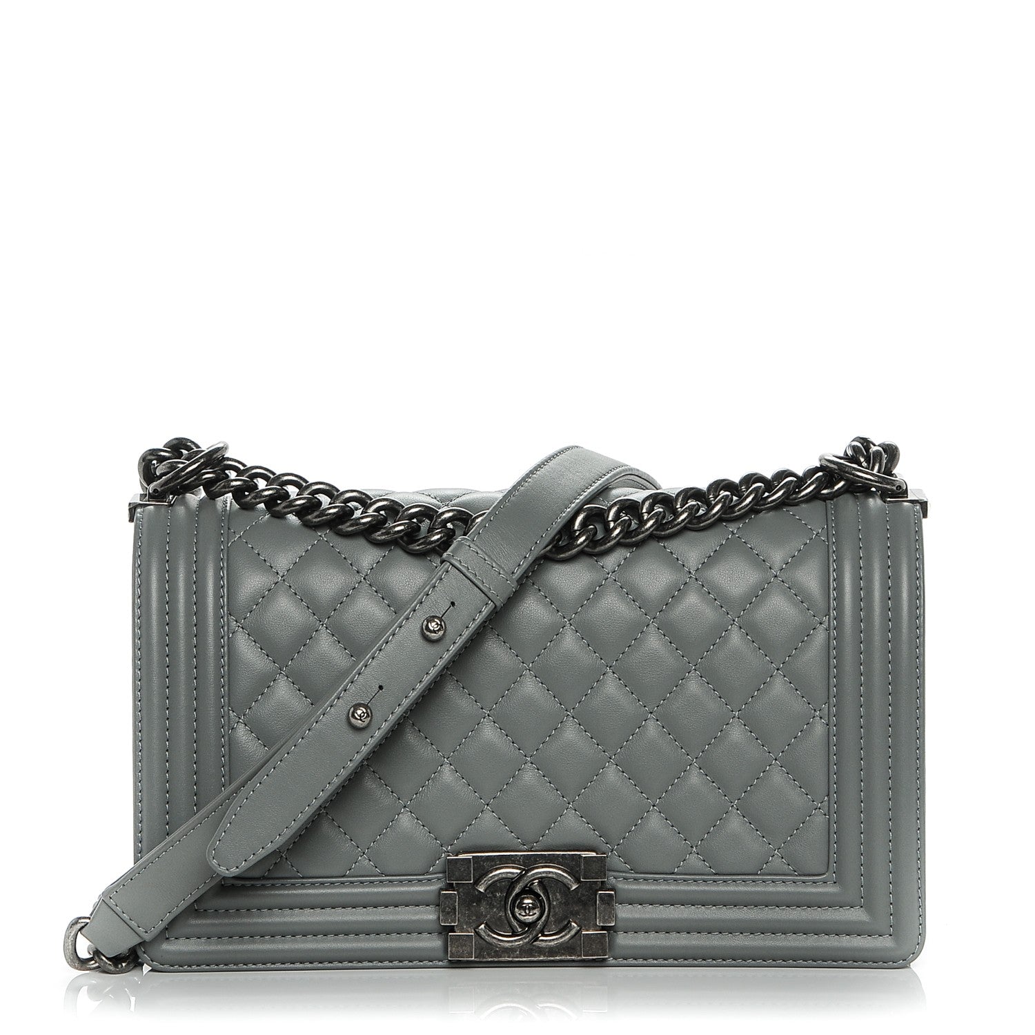 Chanel Calfskin Quilted Medium Boy Flap Grey 1 of 8