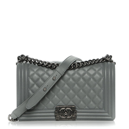 Chanel Calfskin Quilted Medium Boy Flap Grey 1 of 8