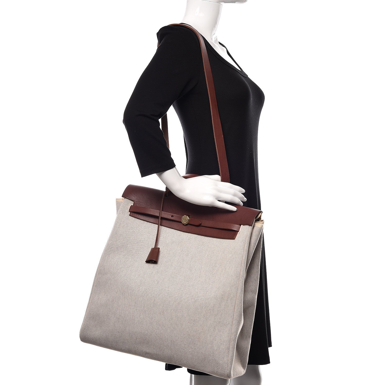 Hermes Toile Calfskin Herbag 39 GM Natural 2 of 18