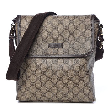Gucci GG Plus Monogram Small Flap Messenger Bag Beige Dark Brown 1 of 12