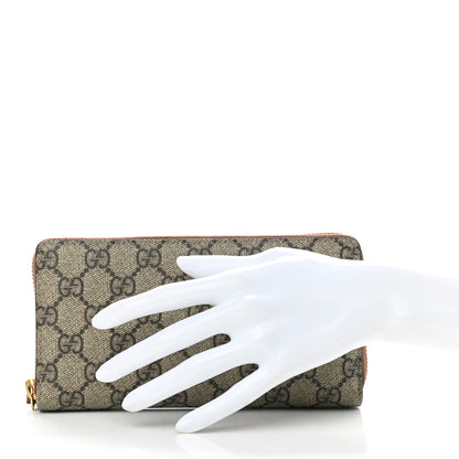 Gucci GG Supreme Monogram Cuoio Toscano Zip Around Wallet Beige Ebony Cuir 2 of 8