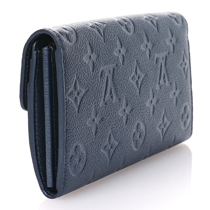 Louis Vuitton Metallic Empreinte Monogram Crystal Flower Sarah Wallet Navy Blue 3 of 6