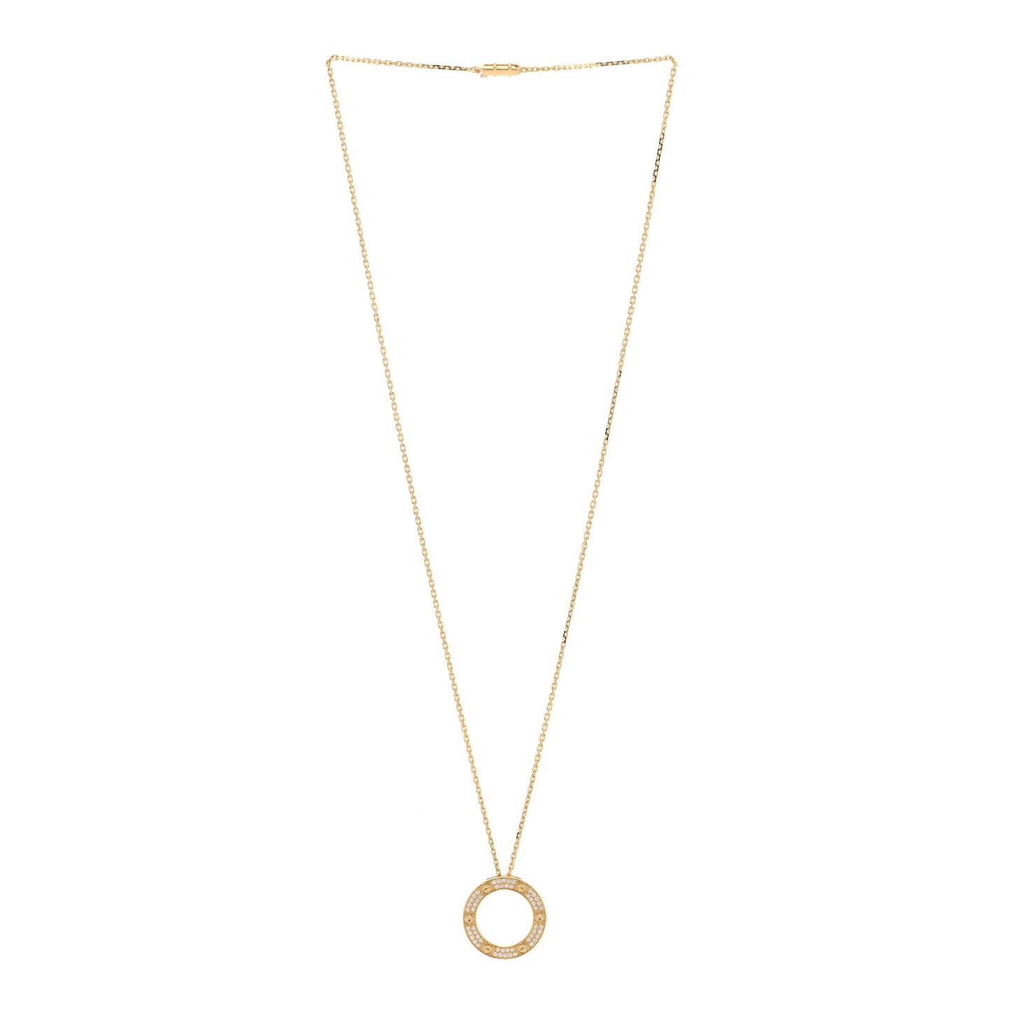 18K Yellow Gold Diamond LOVE Paved Necklace