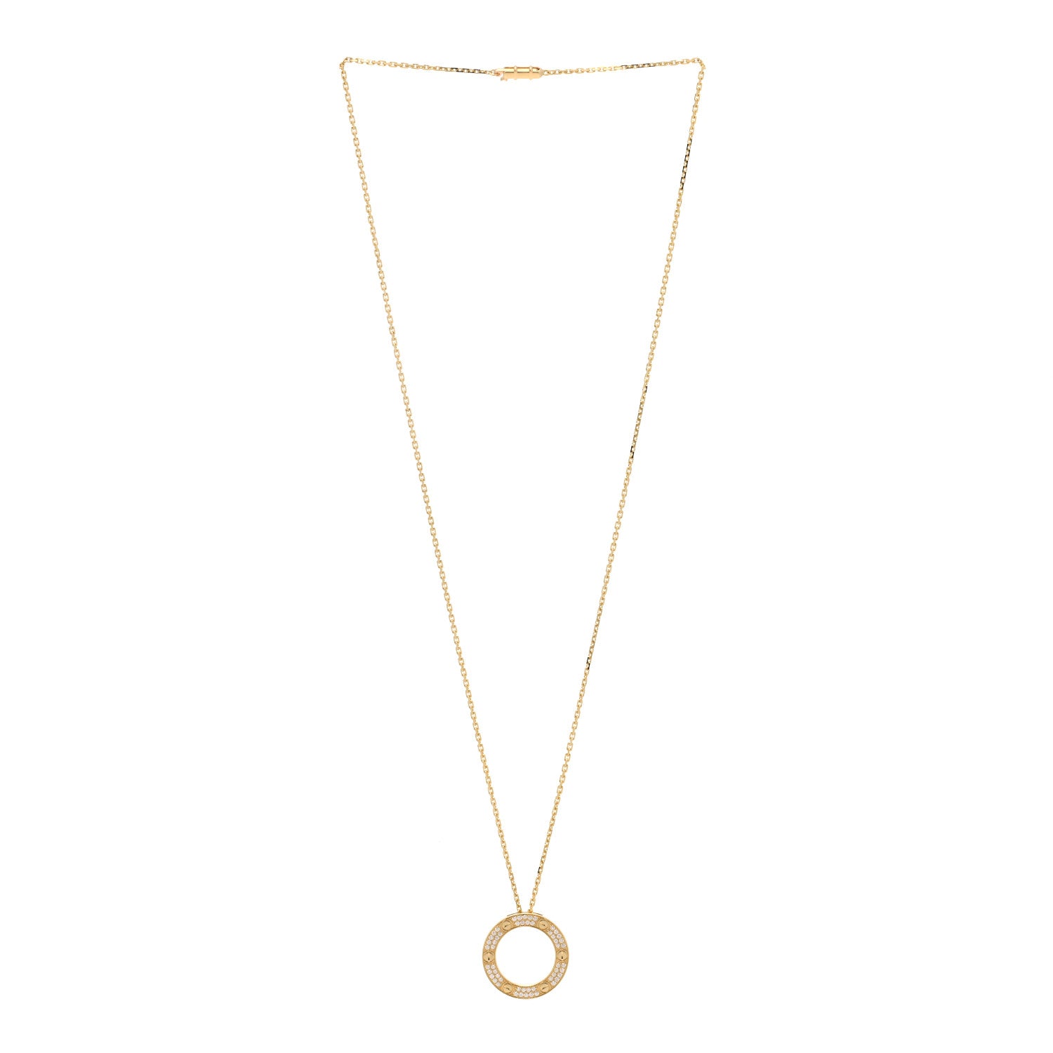Cartier 18K Yellow Gold Diamond LOVE Paved Necklace 3 of 7
