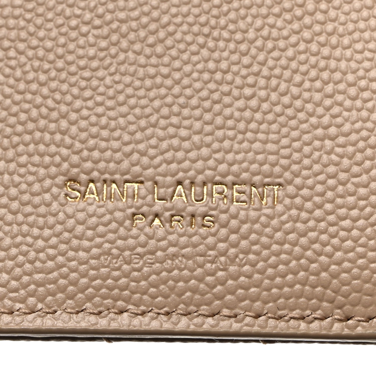Saint Laurent SAINT LAURENT Grain De Poudre Matelasse Chevron Monogram Zipped Card Case Dark Beige 6 of 8