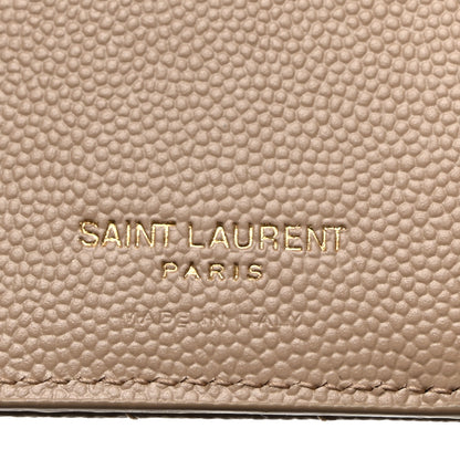 Saint Laurent SAINT LAURENT Grain De Poudre Matelasse Chevron Monogram Zipped Card Case Dark Beige 6 of 8