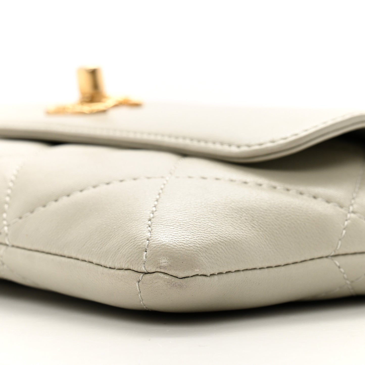 Lambskin Quilted Clutch Mini Flap Bag Light Grey