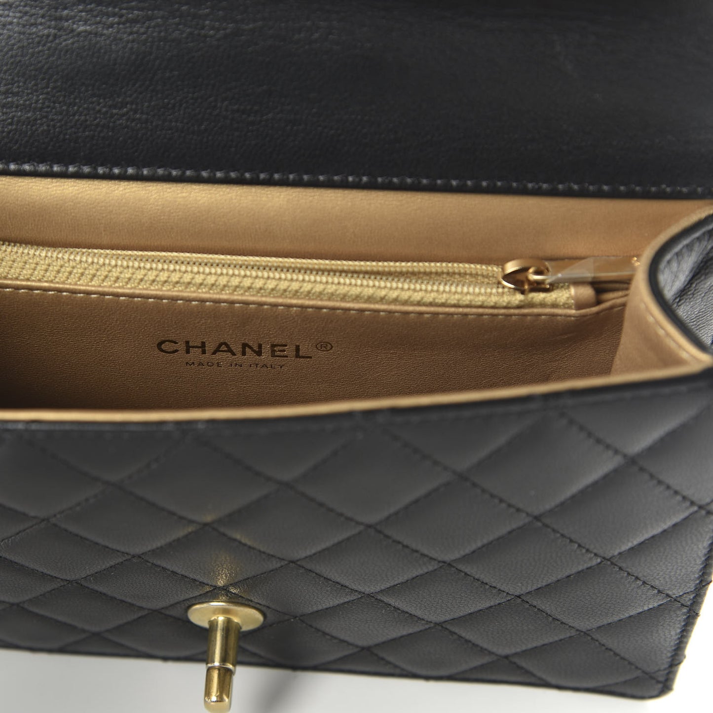 Lambskin Quilted Small Chic Pearls Flap Black