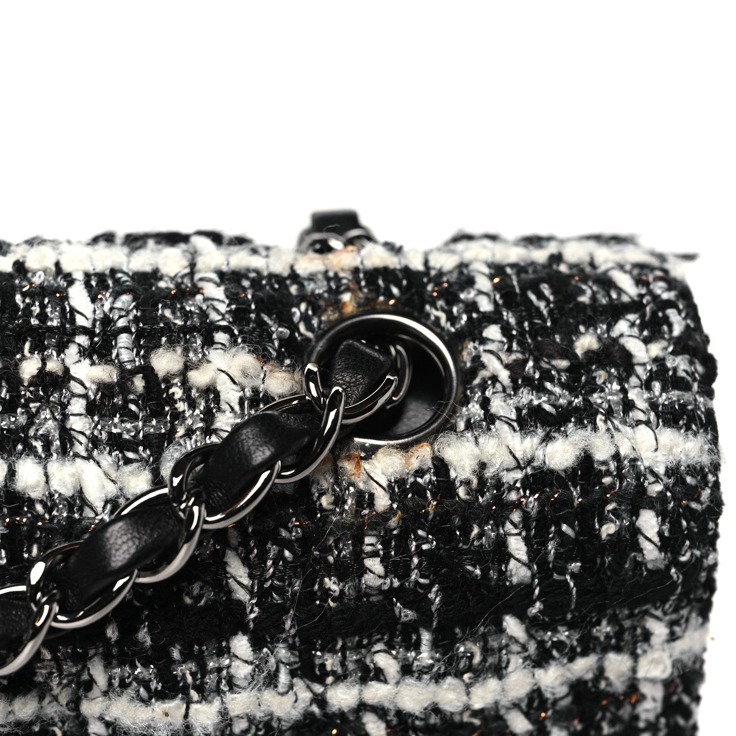 Chanel Tweed Quilted Medium Double Flap Black 11 of 13