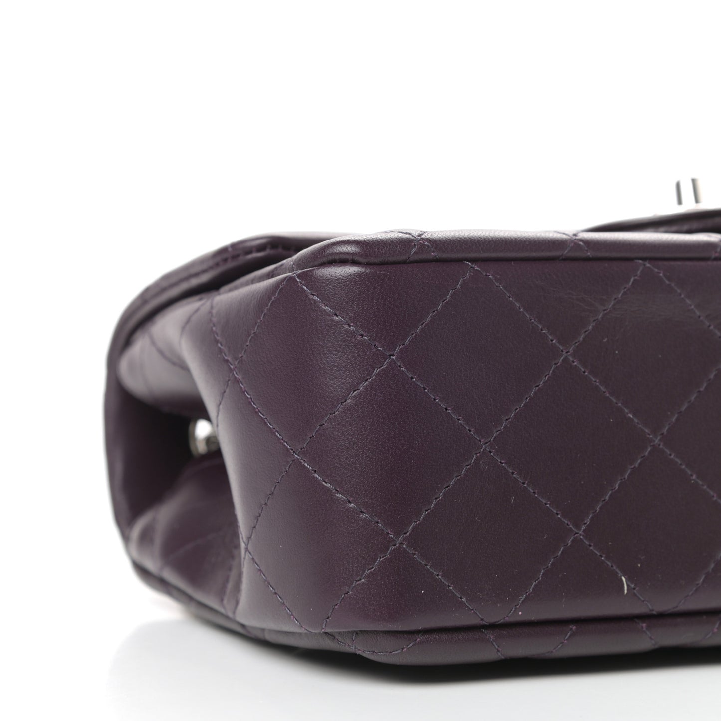 Lambskin Quilted Mini Rectangular Flap Dark Purple