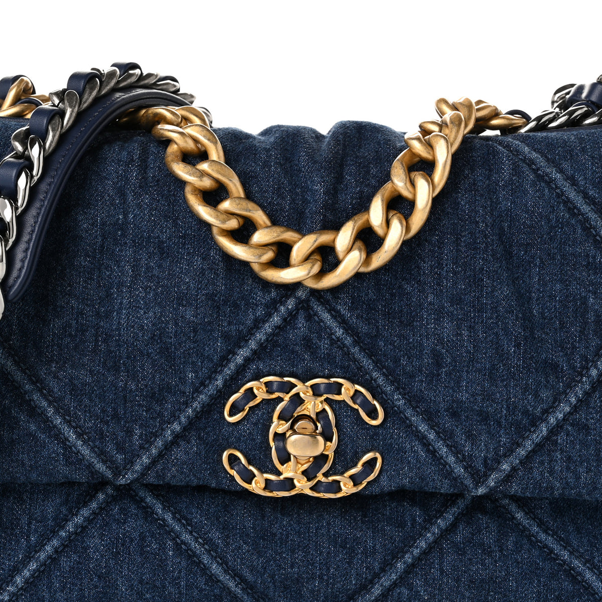 Chanel Denim Quilted Medium Chanel 19 Flap Blue 8 of 10