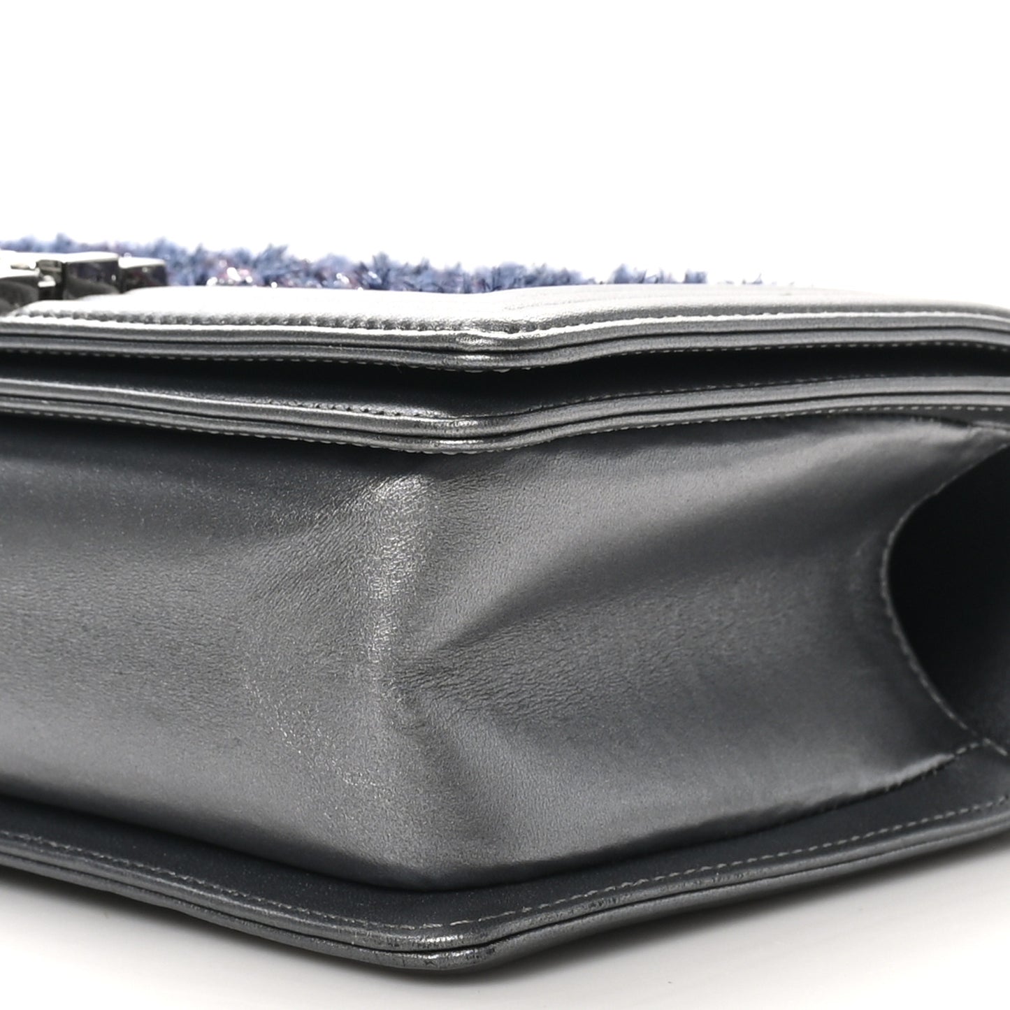 Tweed Metallic Lambskin Medium Boy Flap Silver