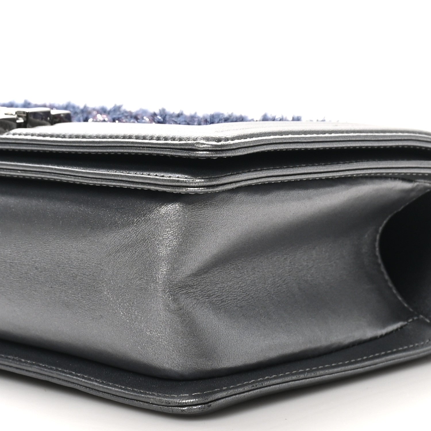 Chanel Tweed Metallic Lambskin Medium Boy Flap Silver 10 of 10