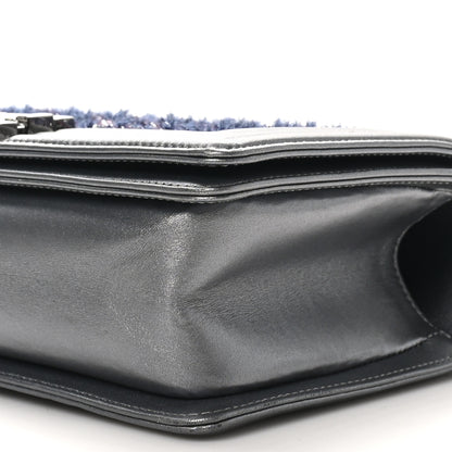 Chanel Tweed Metallic Lambskin Medium Boy Flap Silver 10 of 10