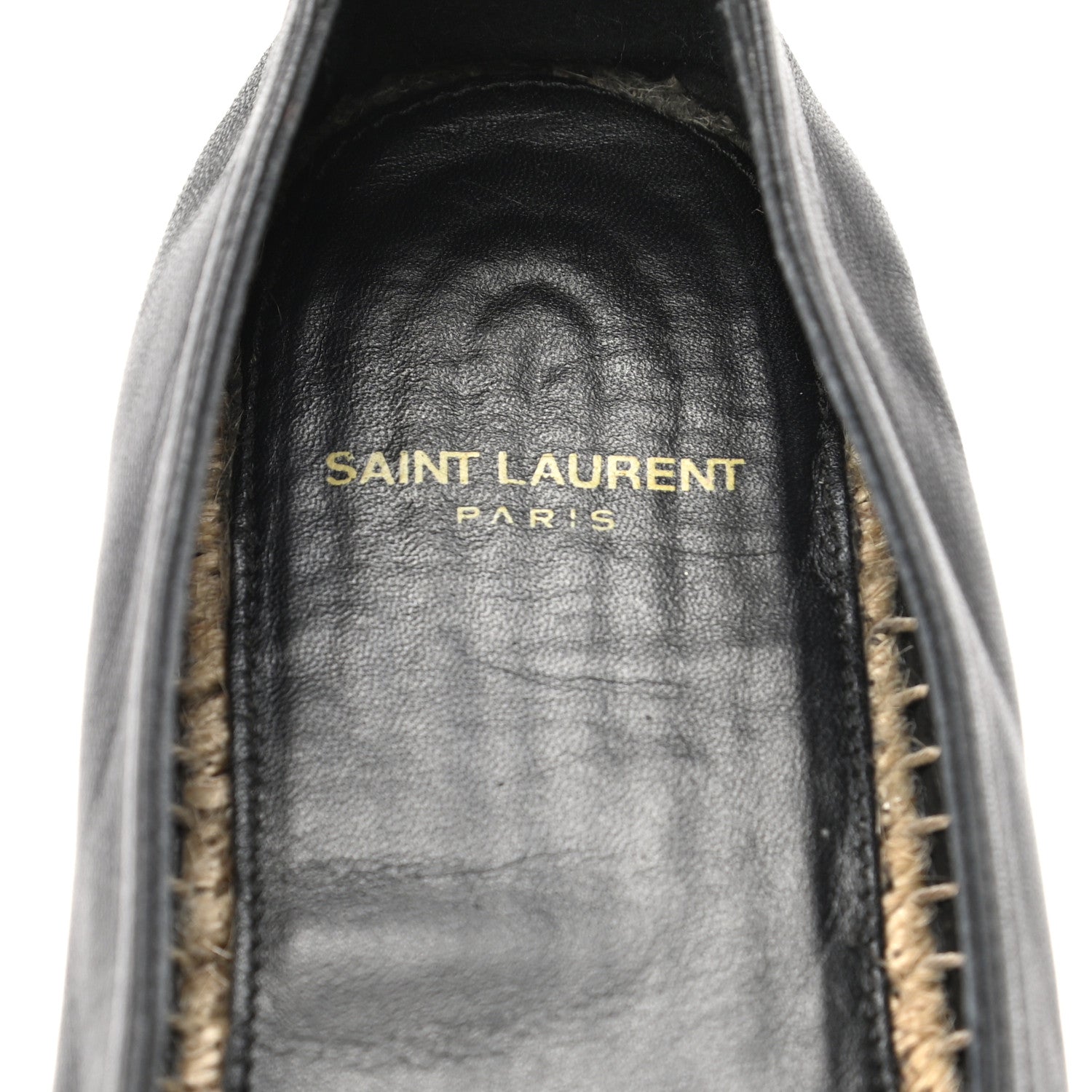 Saint Laurent Lambskin Monogram Espadrilles 37 Black 7 of 8