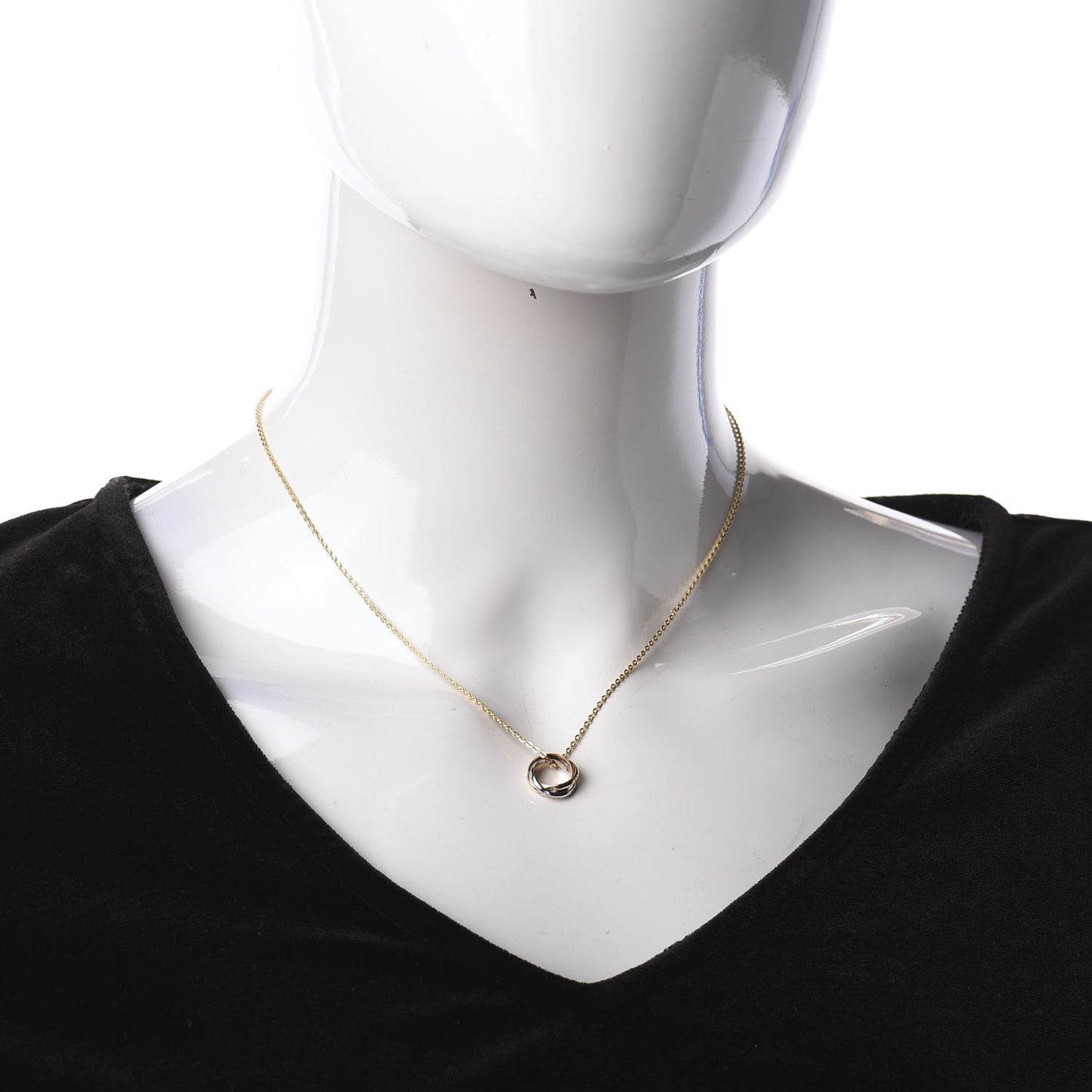 18K Pink Yellow White Gold 15 Diamond Trinity Pendant Necklace