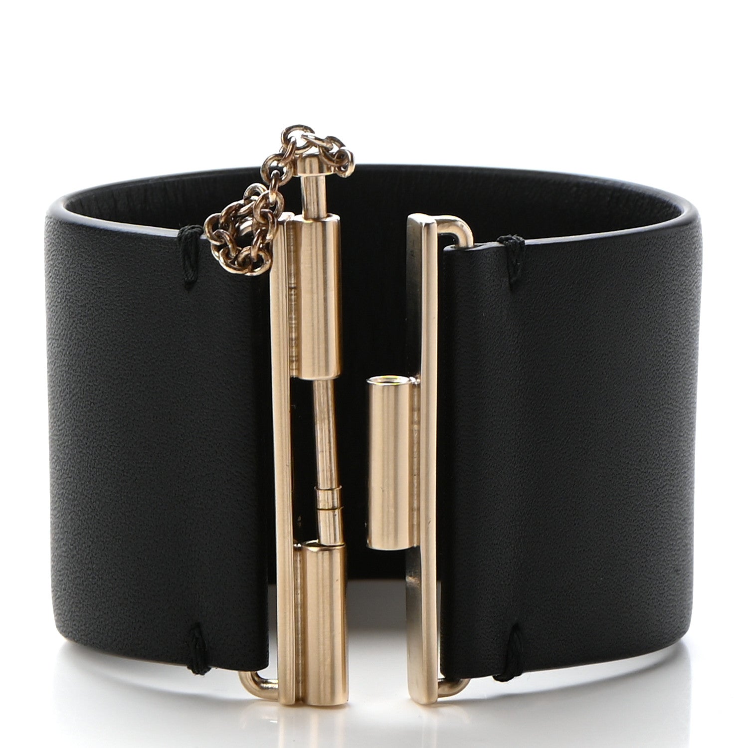 Chanel Calfskin CC Wide Cuff S Black Gold 4 of 6