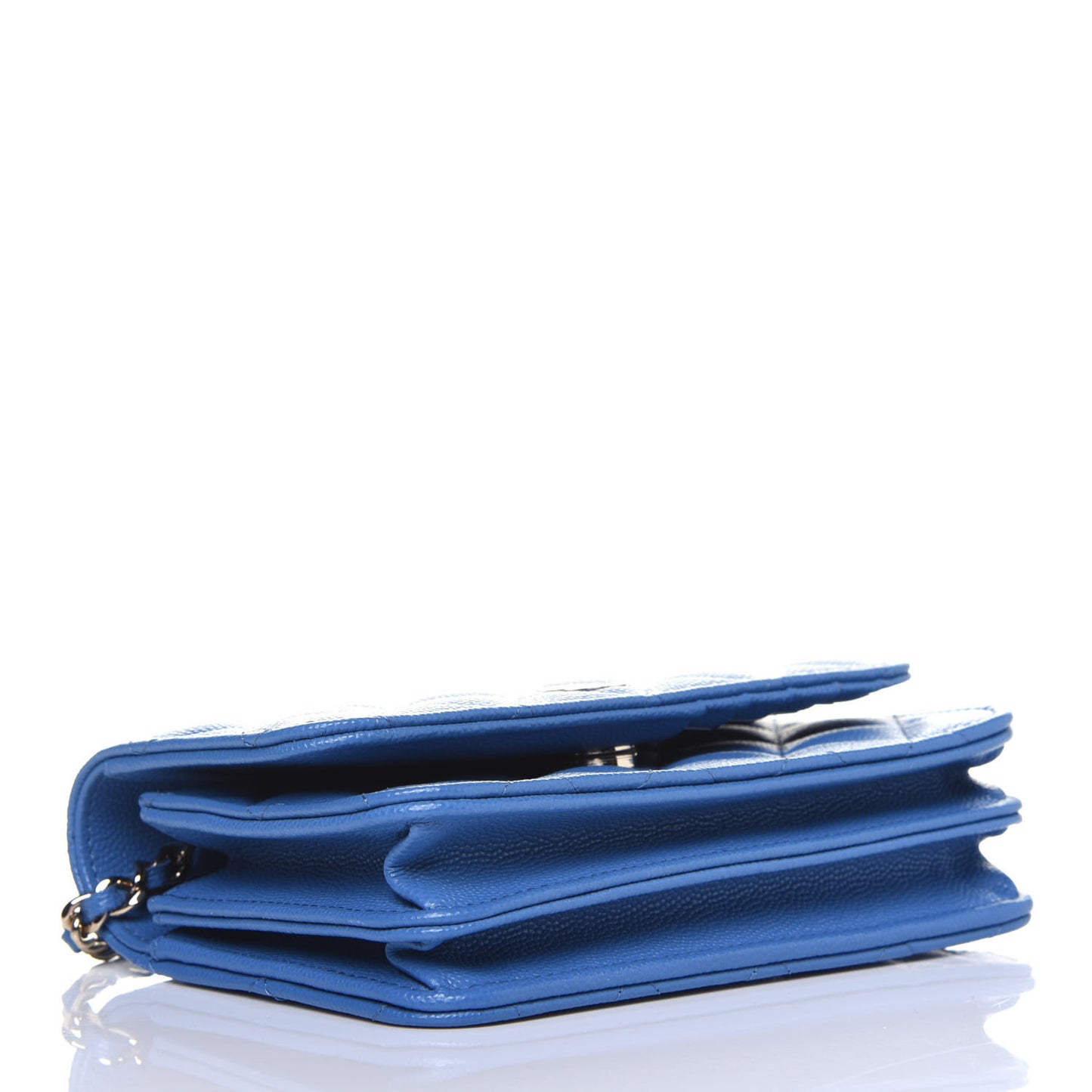 Caviar Quilted Mini Wallet On Chain WOC Blue