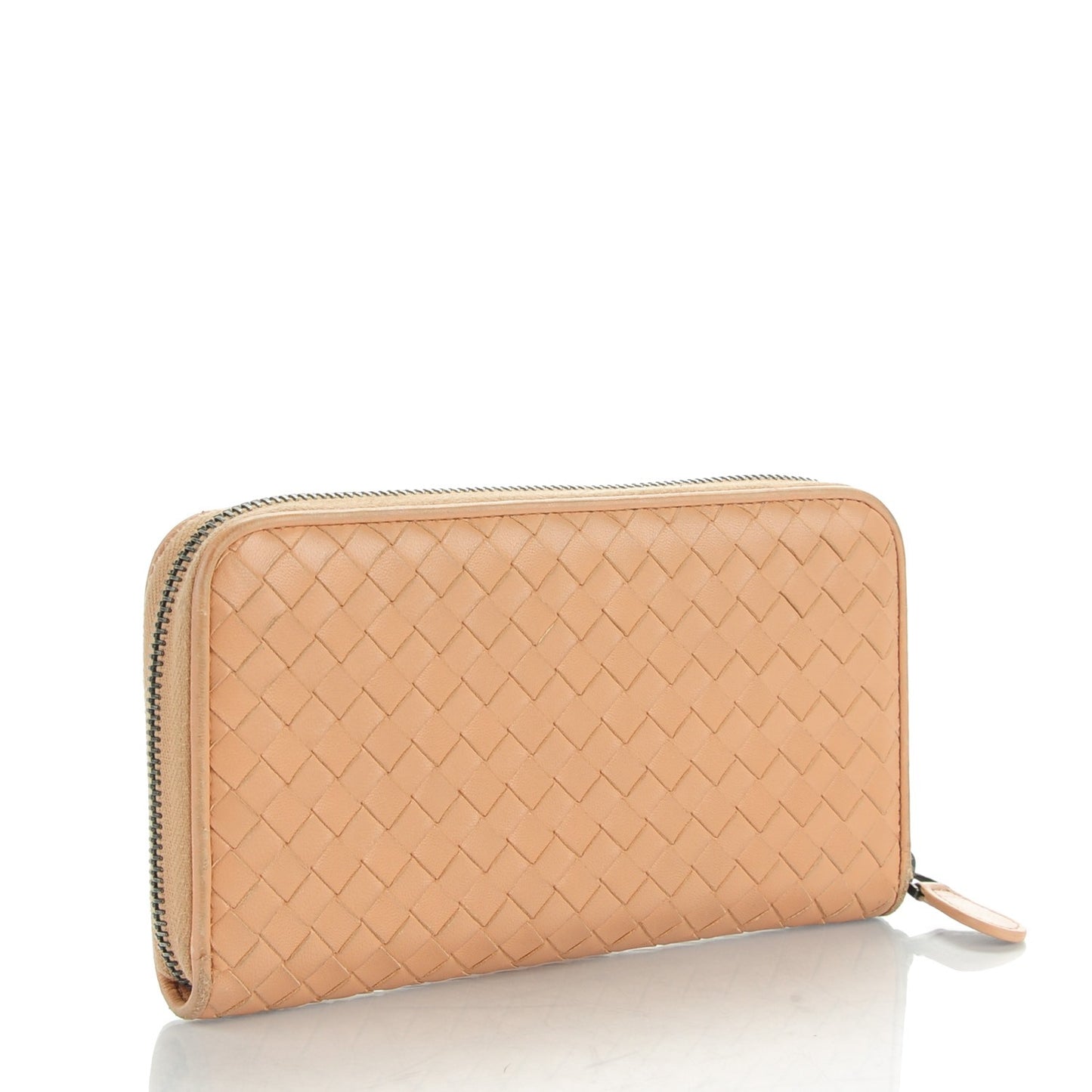 Nappa Intrecciato Zip Around Wallet Beige