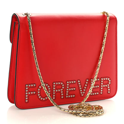 Bulgari Calfskin Embellished Serpenti Forever Crossbody Red 3 of 8