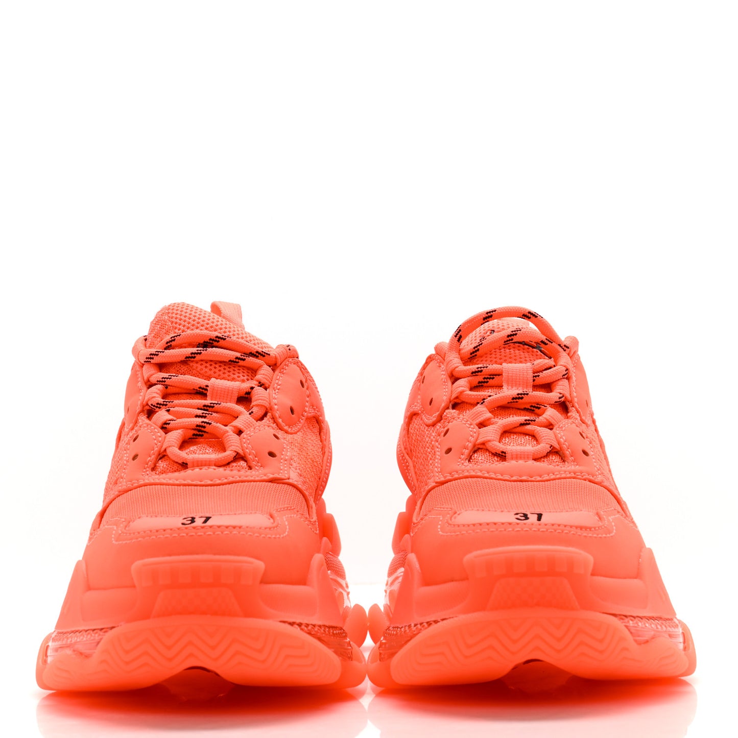 Fabric Mesh Clear Sole Fluo Womens Triple S Sneakers 37 Fluo Orange