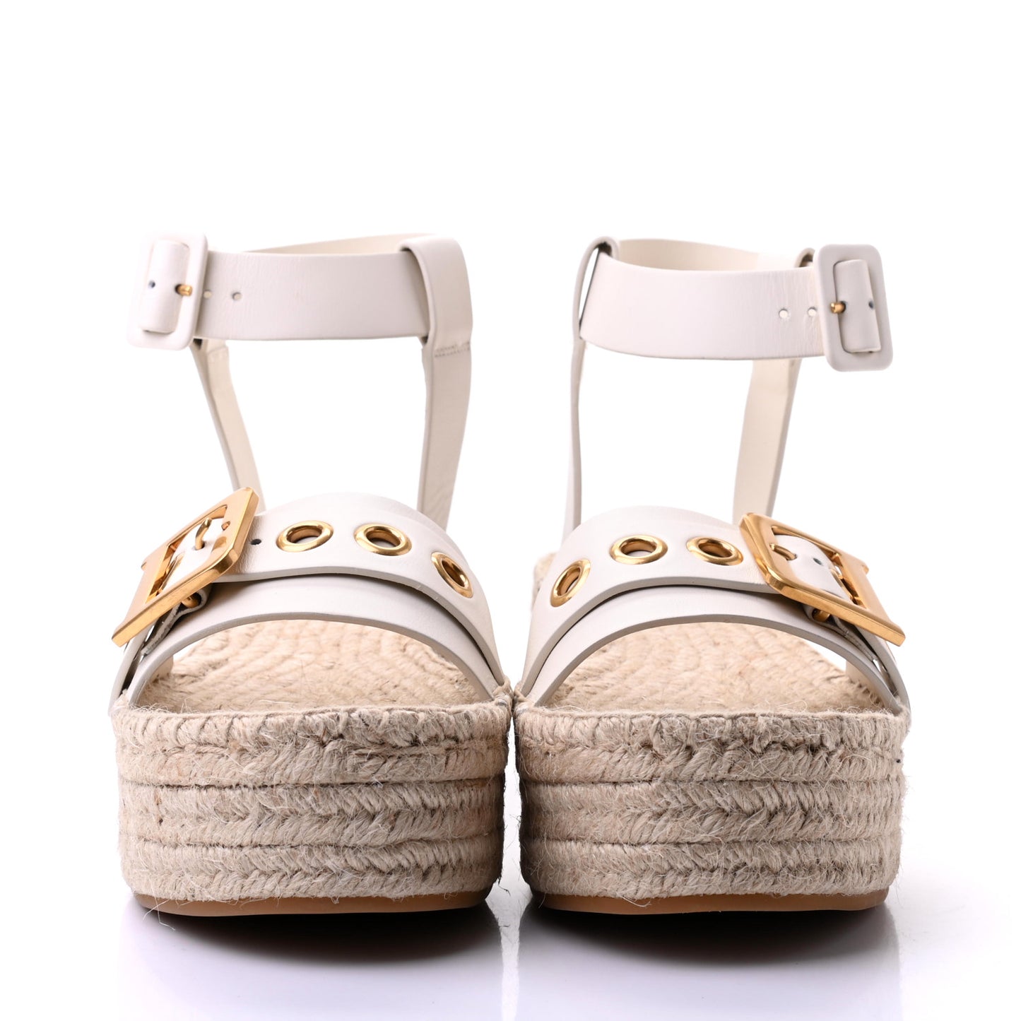 Calfskin D-Dior Espadrille Platform Sandals 40 White