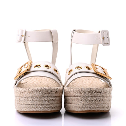 Christian Dior Calfskin D-Dior Espadrille Platform Sandals 40 White 2 of 12