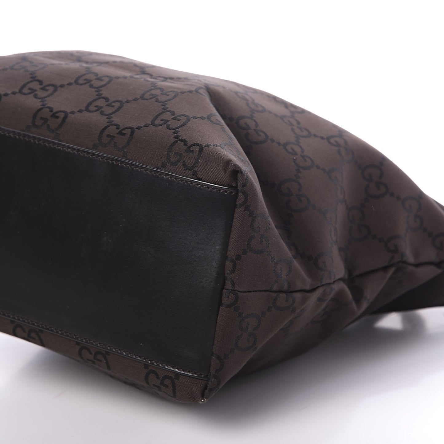 Nylon Monogram Chain Bucket Tote Brown
