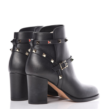 Valentino Garavani Calfskin Rockstud Double Buckle 70mm Block Heel Ankle Boots 37 Black 4 of 12