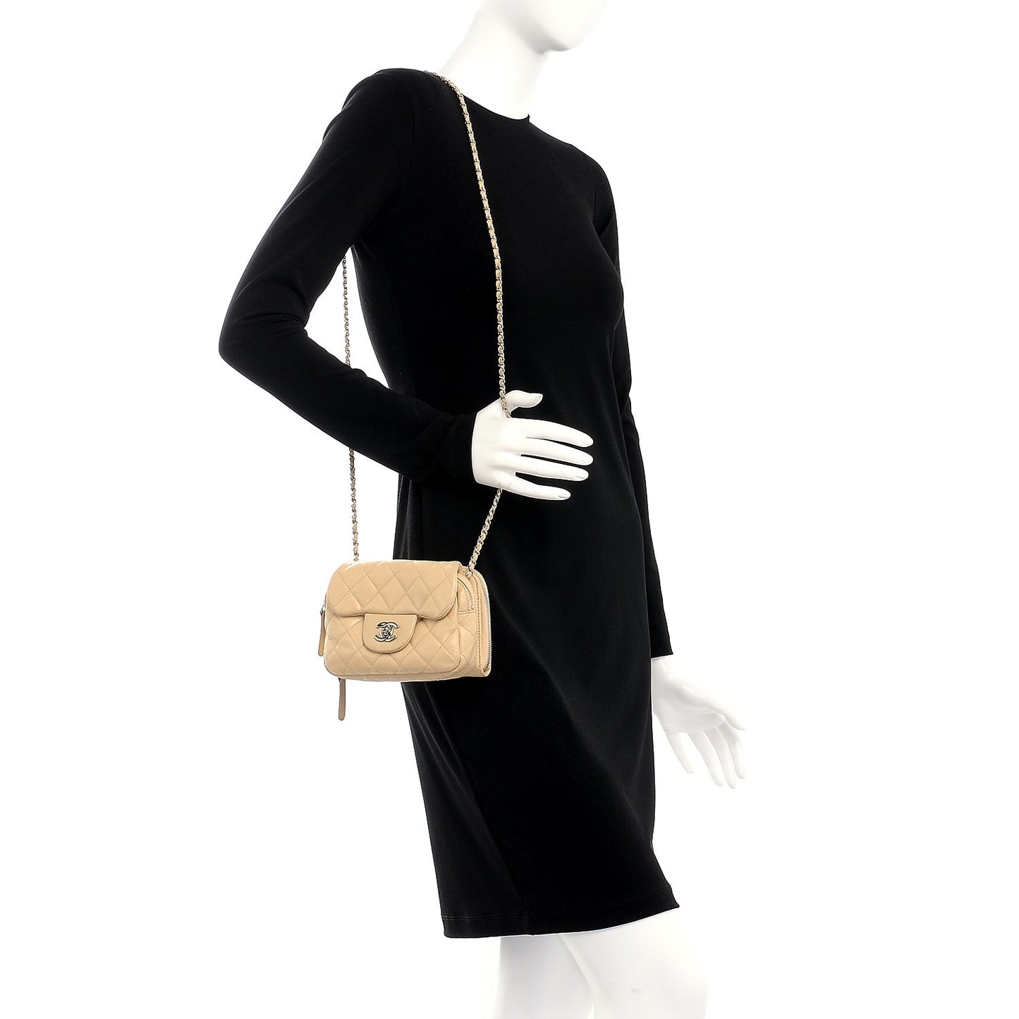 Caviar Quilted New Mini Flap Beige Clair
