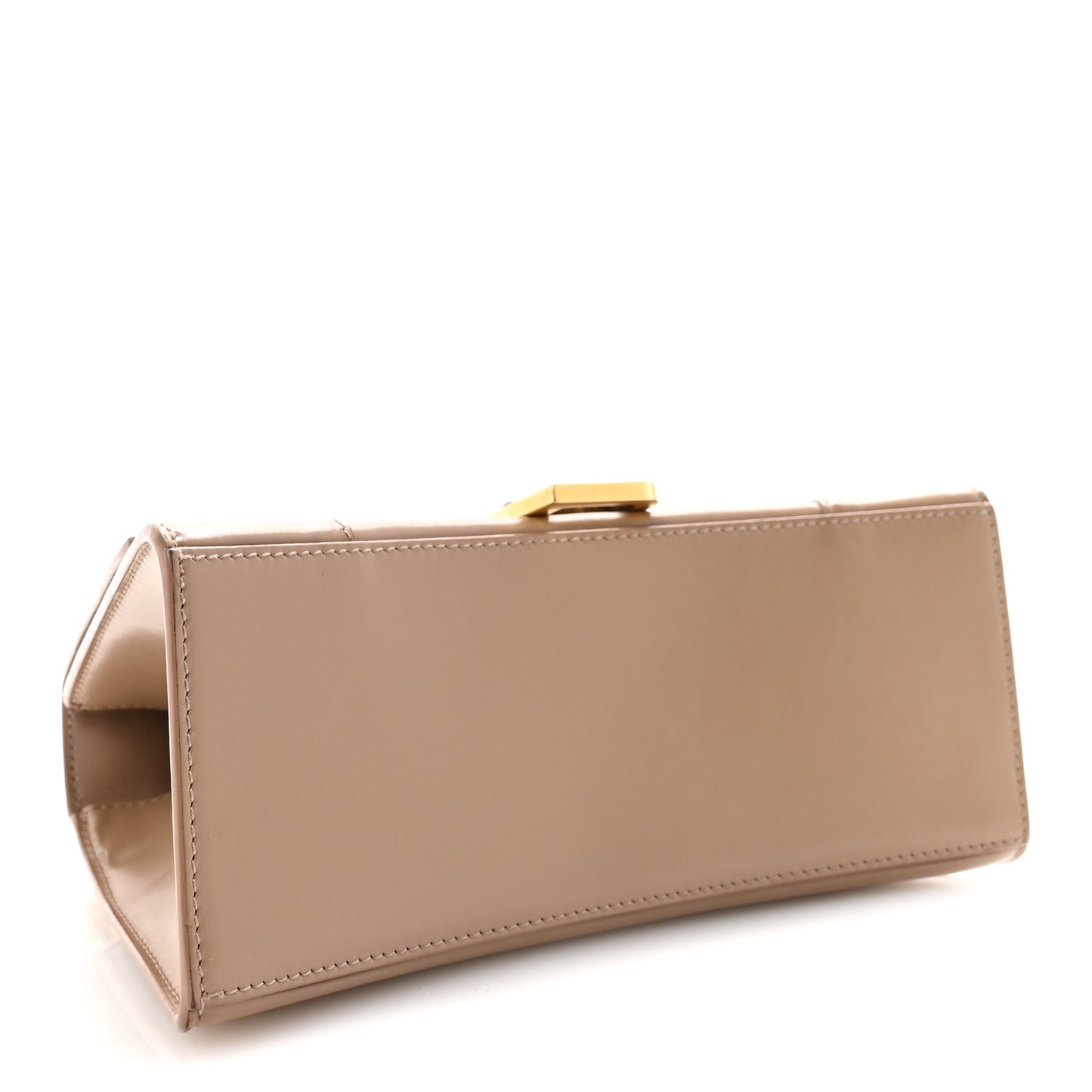 Shiny Box Calfskin Small Hourglass Top Handle Bag Sand