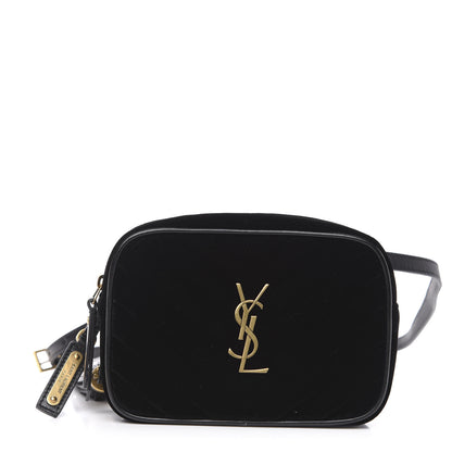 Saint Laurent Velour Matelasse Monogram Lou Belt Bag Black 1 of 9