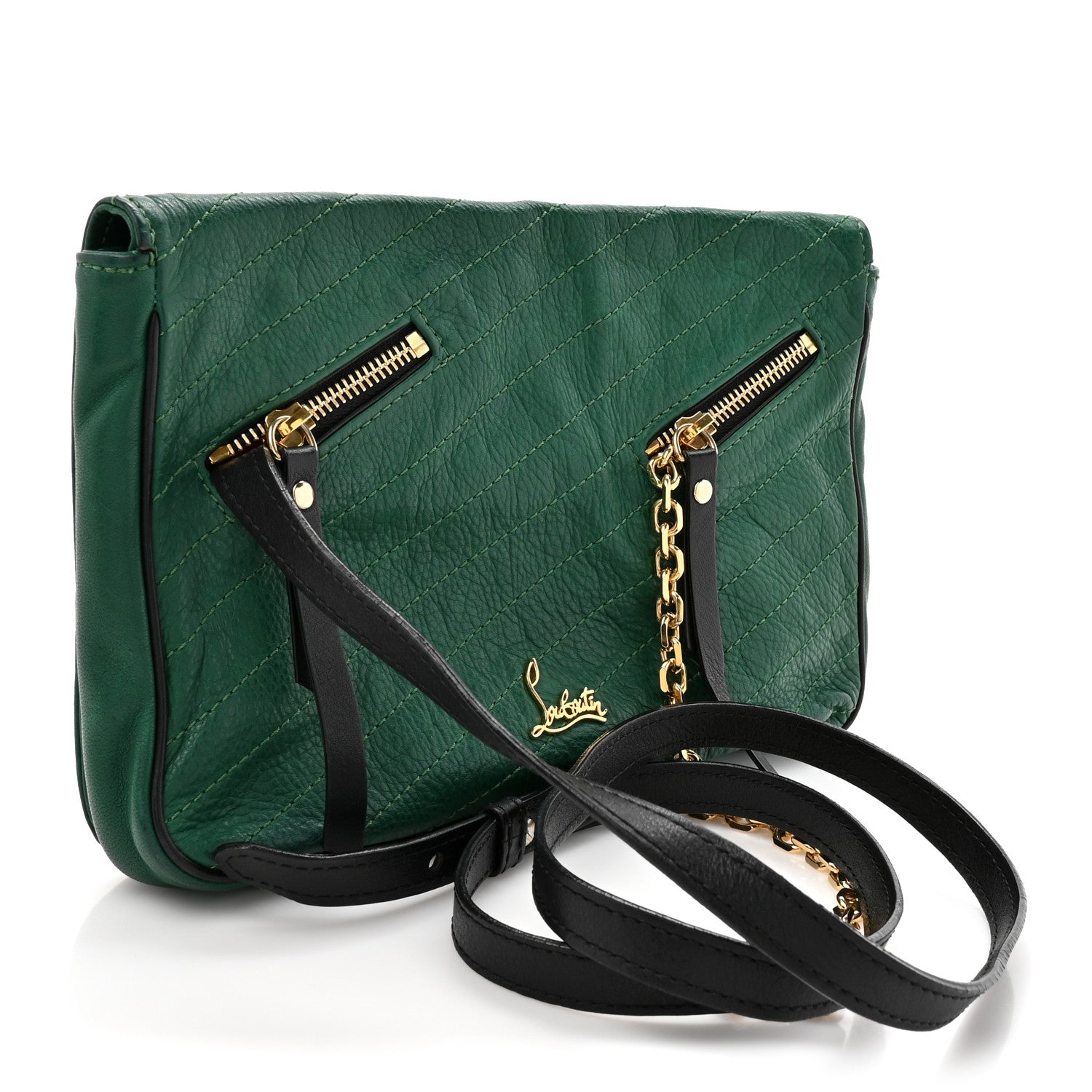 Christian Louboutin Calfskin Trophe Twist Pocket Shoulder Bag Emerald 3 of 10