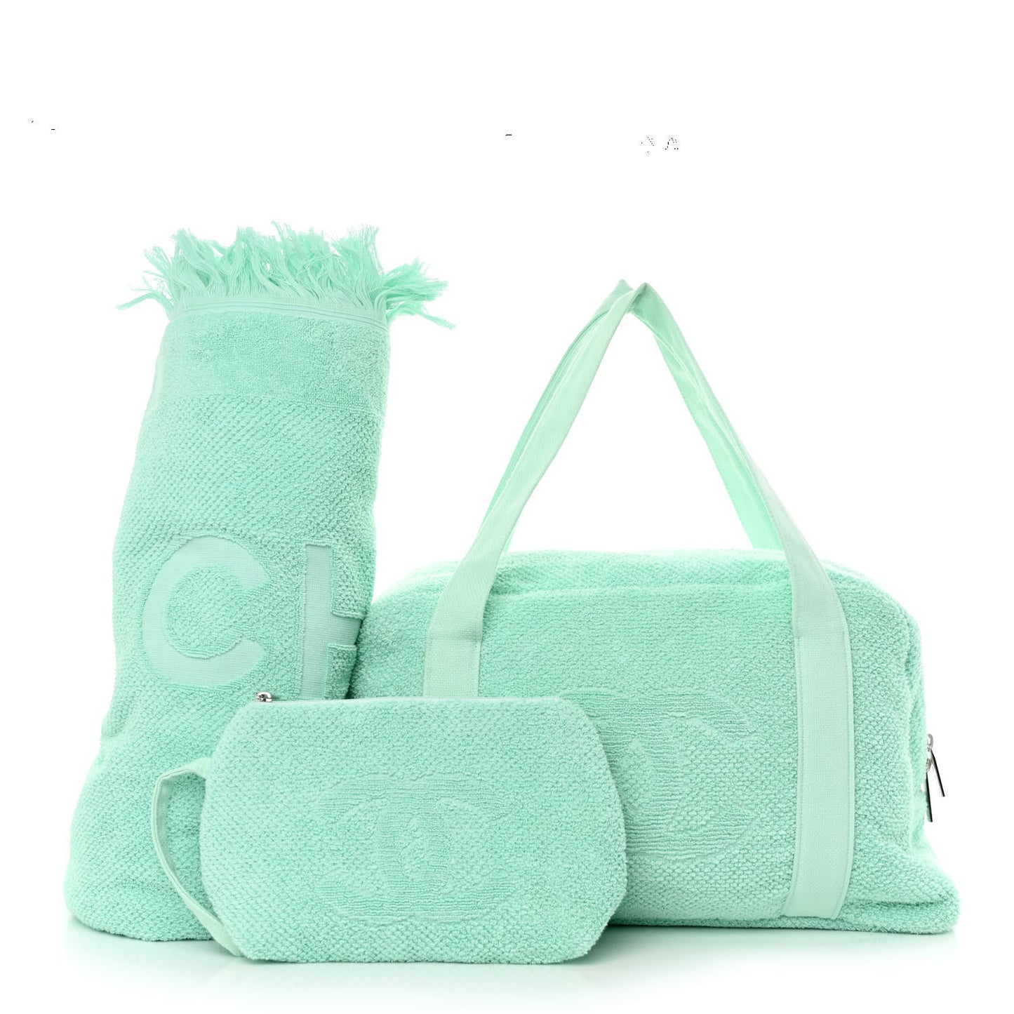 Terry Cotton CC Beach Tote Towel Set Green