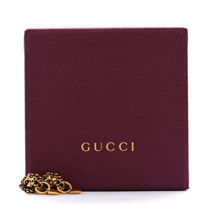 Gucci Metal Lion Head Heart Drop Earrings Aged Gold 5 of 5