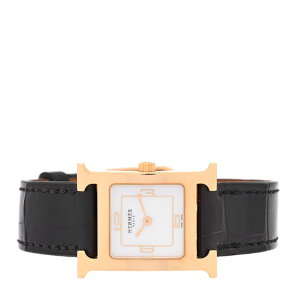 Hermes Stainless Steel Alligator 21mm Heure H Hour Quartz Watch Noir 2 of 5